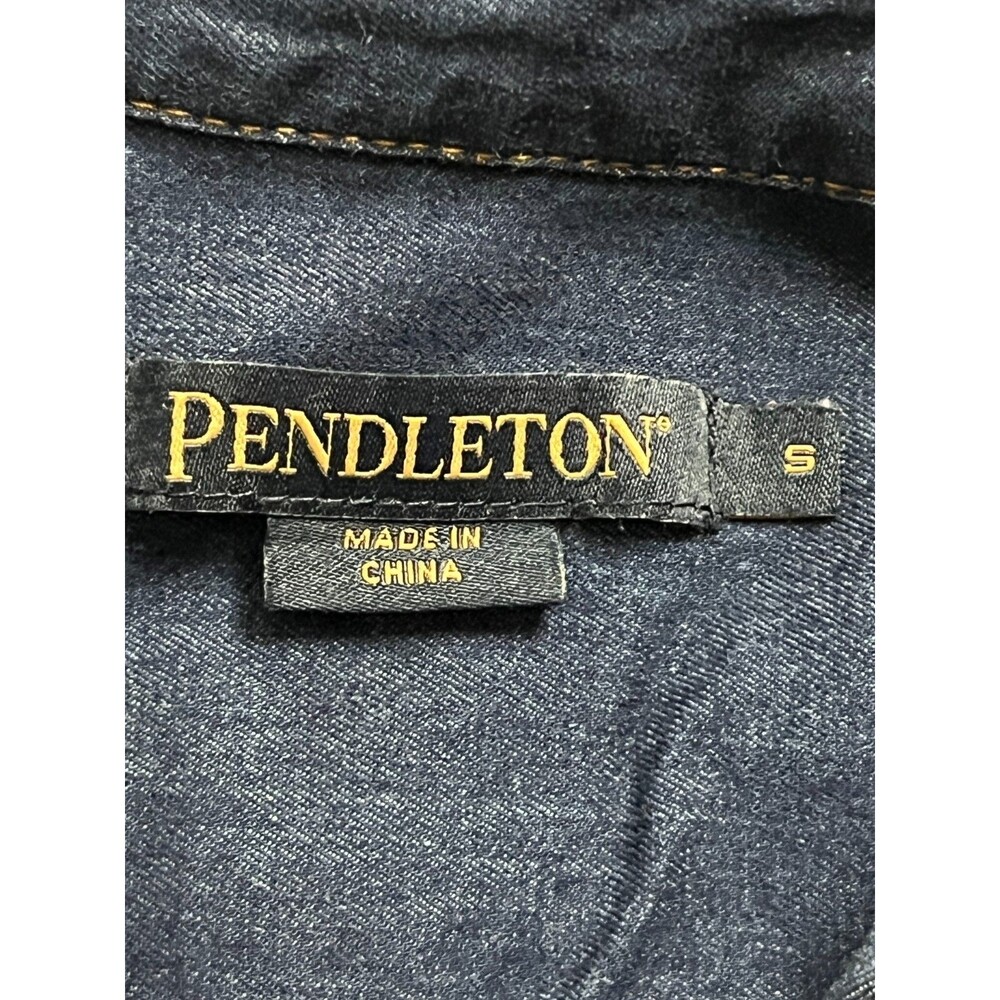 Pendleton Denim Button Front Shirt Embroidered Floral Blue Women's Small - Picture 5 of 6